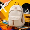 Beige cowhide texture backpack, waterproof and wear-resistant, daily commuting backpack for students Specification image